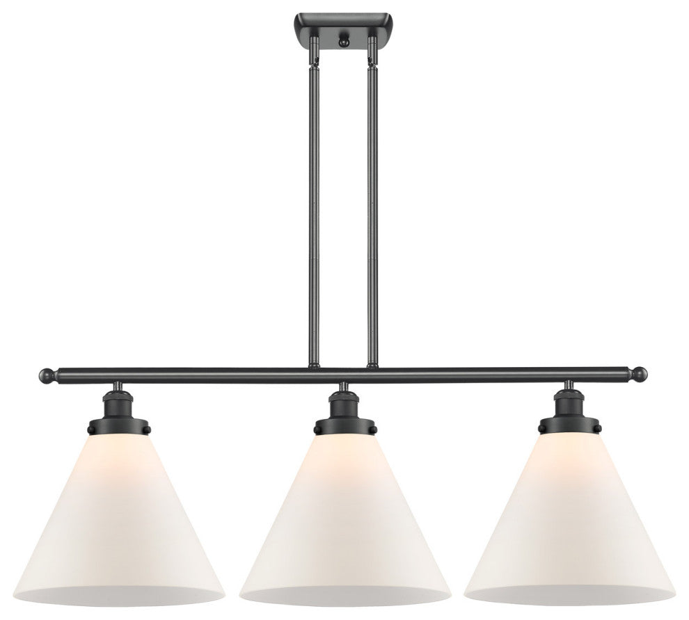Innovations 916-3I-BK-G41-L Cone 12" 3 Light Island Light, Matte Black