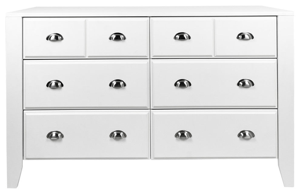 Cleary Contemporary Faux Wood 6 Drawer Double Dresser, White