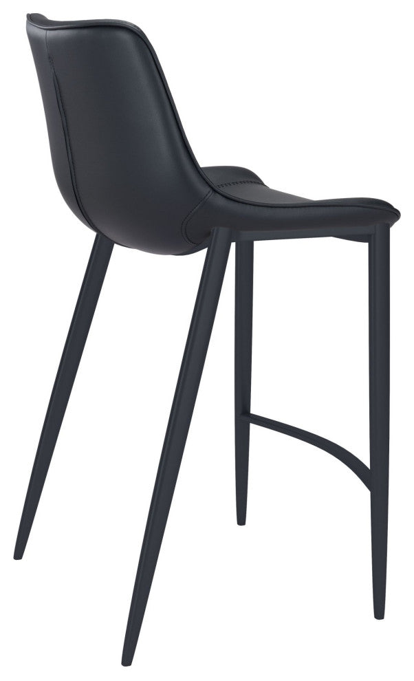 Bar Stool Chair Barstool, Set of 2, Steel Metal, Fabric, Black, Black, Cafe