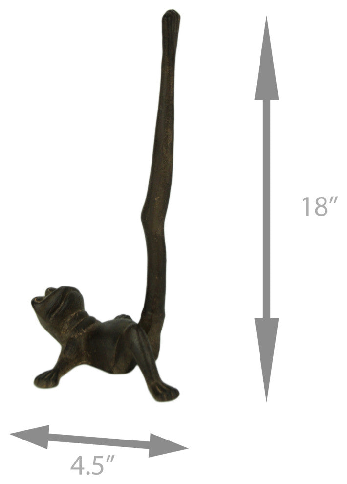 Rustic Brown Cast Iron Long Leg Frog Paper Towel Holder