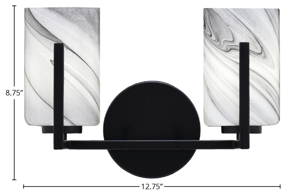 Atlas 2-Light Bath Bar, Matte Black/Onyx Swirl