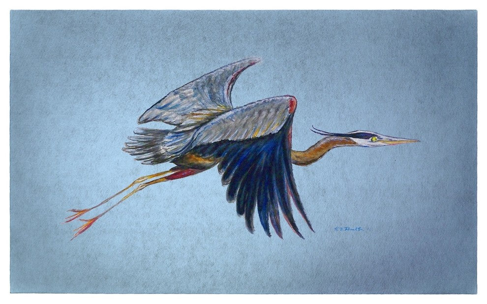 Betsy Drake Eddie''s Blue Heron Door Mat 30x50
