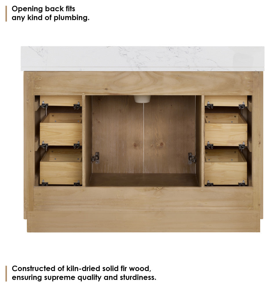 Bellavia Bath Vanity, Weathered Fir, 48", No Mirror