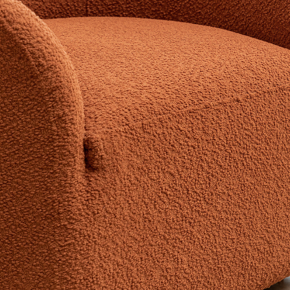 32" Wide Boucle Upholstered Swivel Barrel Chair, Caramel