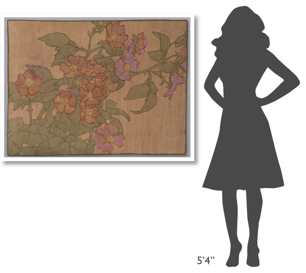 "Pink Roses on Terracotta Color Ground" Print by Hannah Borger Overbeck, 50"x38"