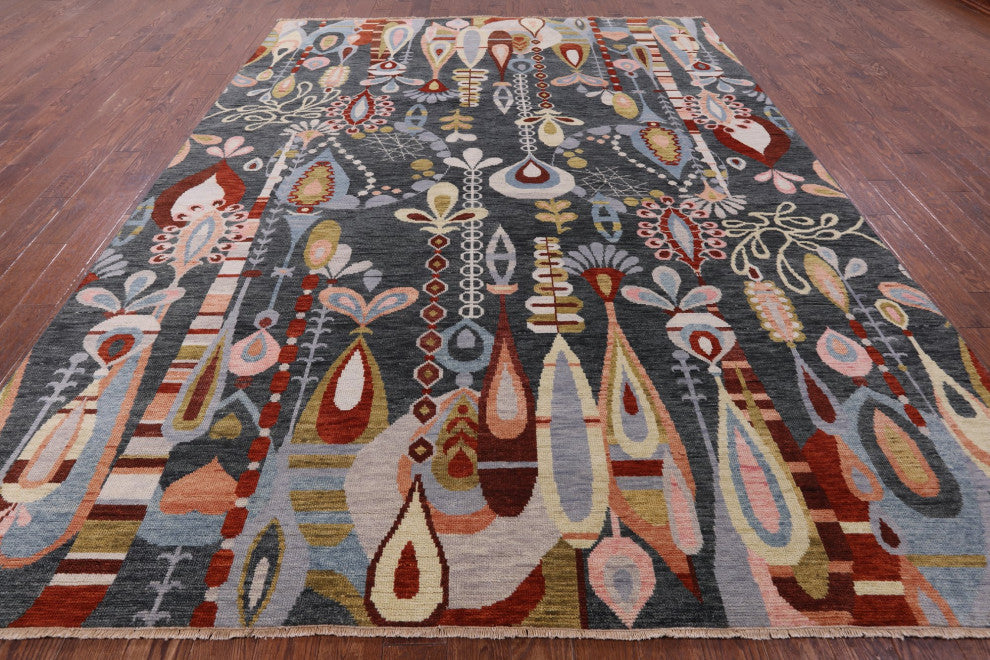 Persian Gabbeh Tribal Handmade Wool Rug 9' 1" X 12' 0" Q8511