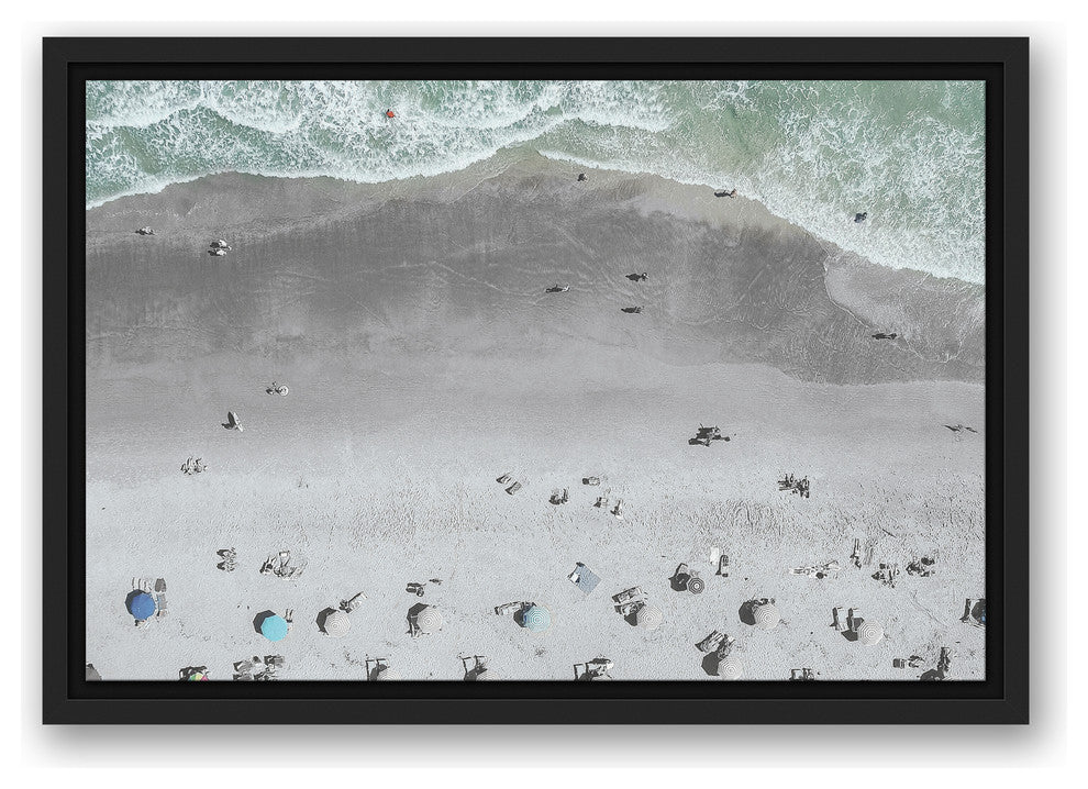 Aerial Beach Photo 12x18 Black Floating Framed Canvas