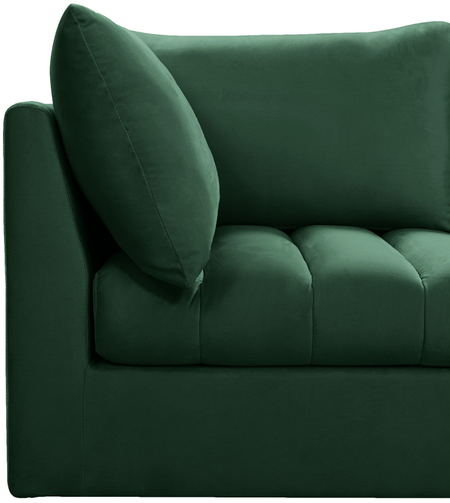 Jacob Velvet Upholstered 5-Piece L-Shaped Modular Sectional, Green