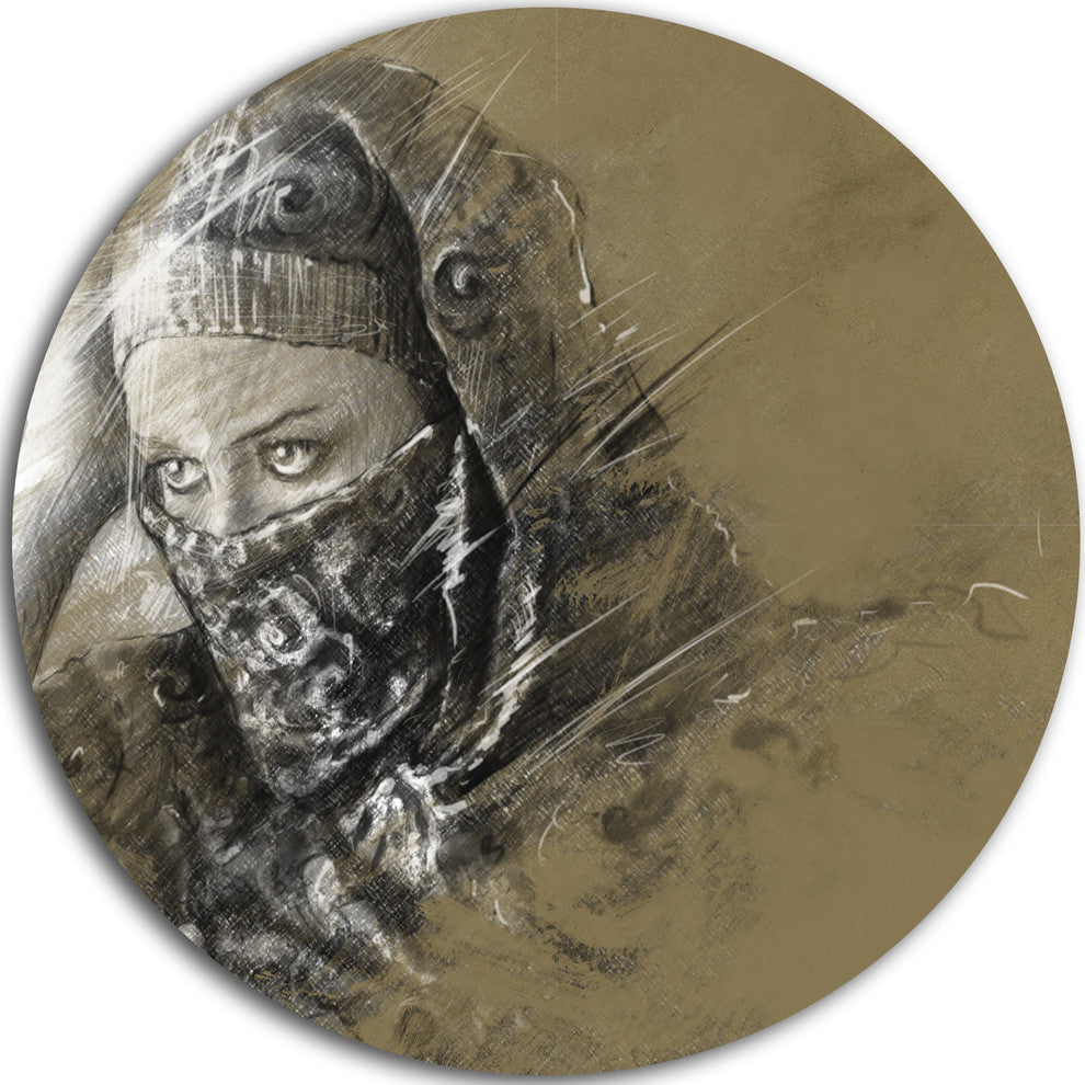 Exotic Arabic Woman, Portrait Digital Art Round Wall Art, 23"