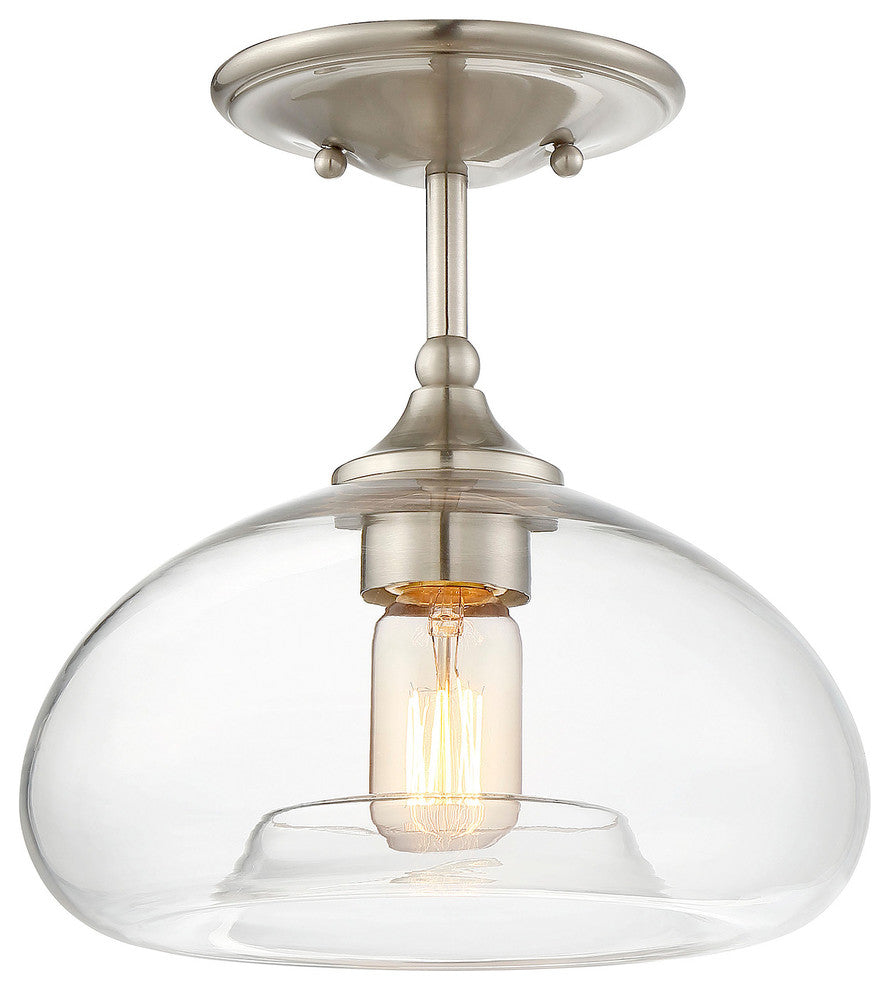 1-Light Semi-Flush Mount, Brushed Nickel