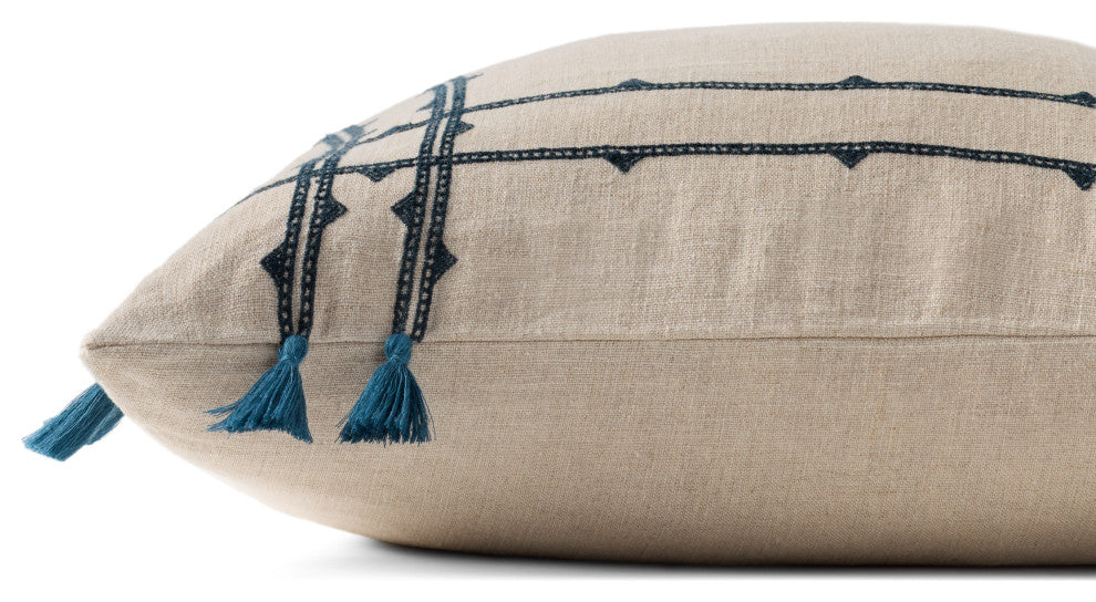 Loloi PLL0201 Natural / Blue 18'' x 18'' Cover Only