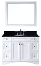 Virtu Elise 48" Single Bathroom Vanity, White, Black Granite Top, Mirror