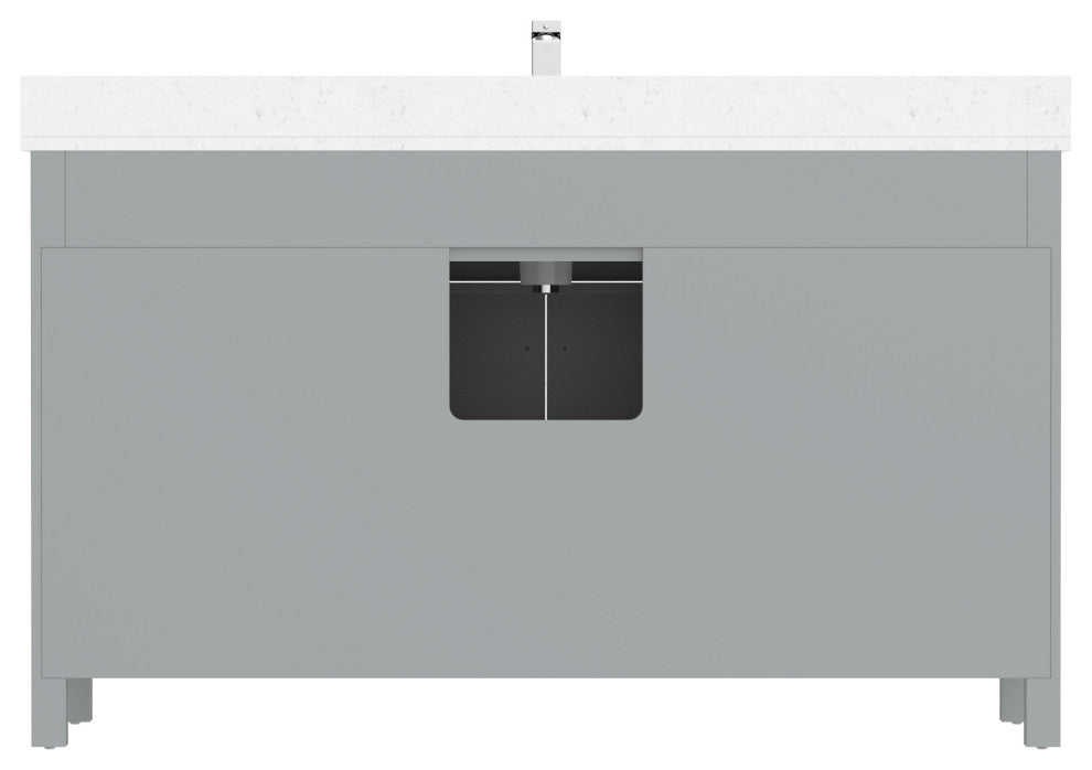 Terrence 60" Vanity with Power Bar and Drawer Organizer, Oxford Gray
