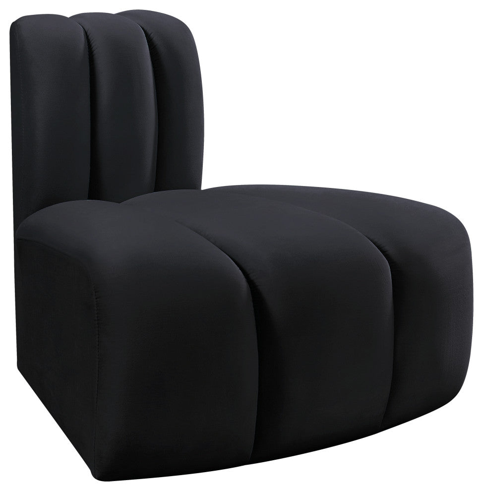Arc Upholstered Modular Component, Black, 1-Piece: Reverse Corner, Velvet