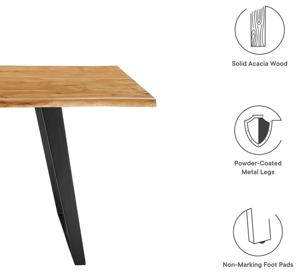 Viggo 60" Live Edge Acacia Wood Acacia Wood Dining Table - Black Natural