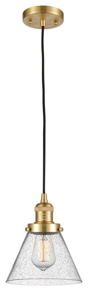 Large Cone 1 Light Mini Pendant, Satin Gold, Seedy