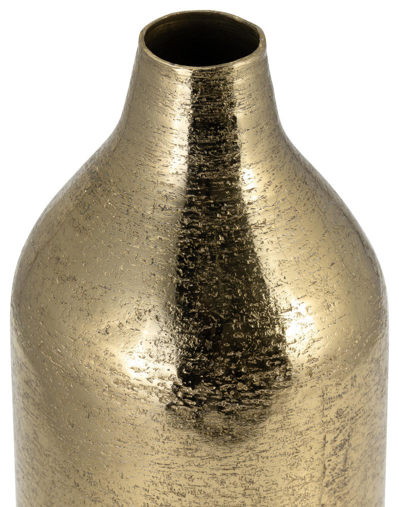 Metal, 15"H Cylinder Vase, Gold