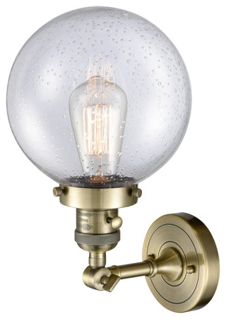 Beacon 1-Light Sconce, Antique Brass, Glass: Seedy