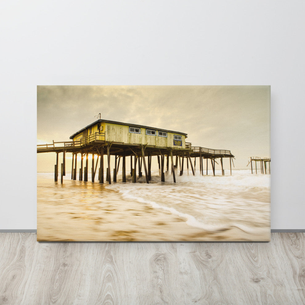 Vintage Abandoned Frisco Fishing Pier Canvas Wall Art Prints, 24" X 36"
