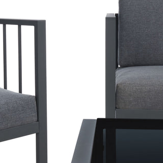 Safavieh Outdoor Holyoke 4 Piece Living Set Grey/Grey Cushion