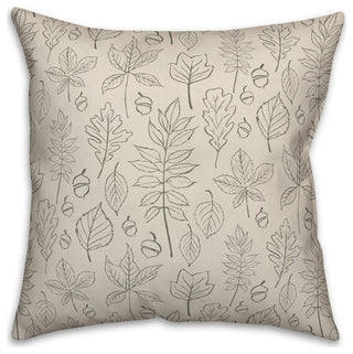White Leaf Pattern 18x18 Spun Poly Pillow