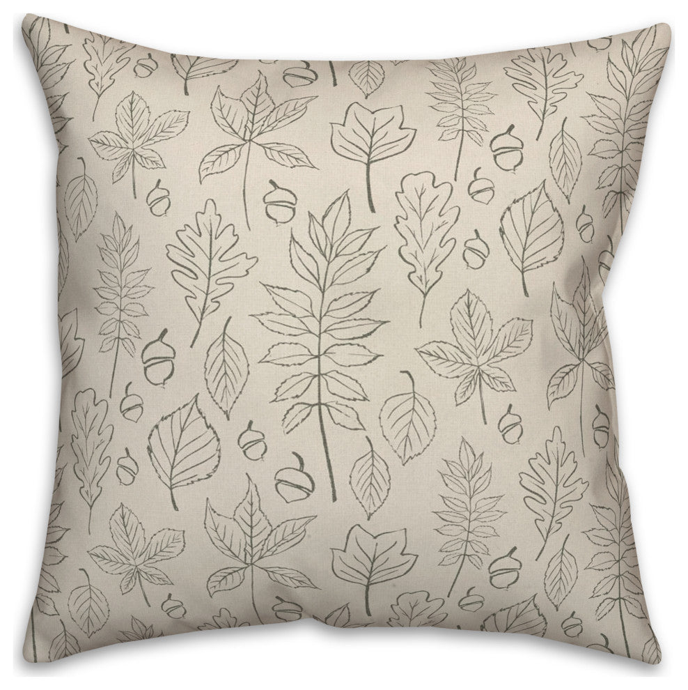 White Leaf Pattern 18x18 Spun Poly Pillow