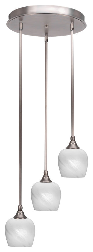 Empire 3-Light Cluster Pendalier, Brushed Nickel/White Marble