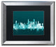 Michael Tompsett ''Chicago Illinois Skyline Teal'' Matted Framed Art, 16x20