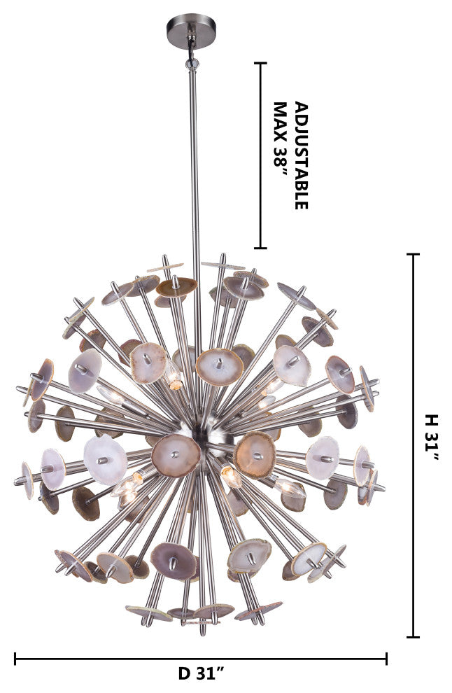Natural Stone Spike Light Fixture, Shiny Nickel