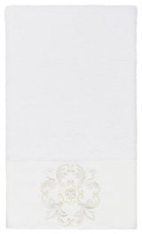 100% Turkish Cotton Alyssa Embellished Bath Towel, White