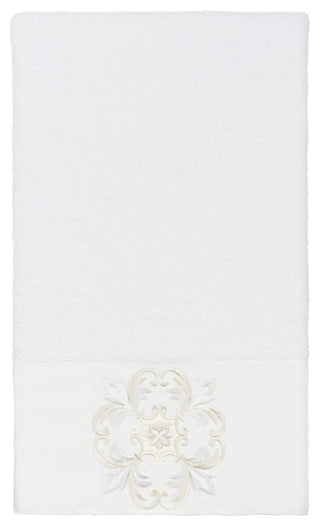 100% Turkish Cotton Alyssa Embellished Bath Towel, White