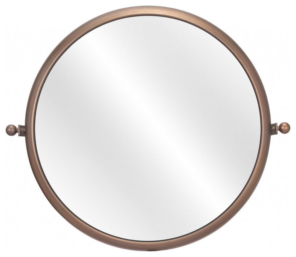 Industrial Gold Round Mirror