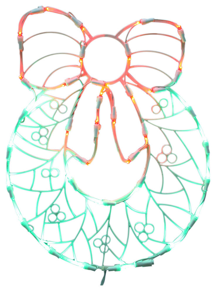 35Lt Ledwreath Window Decor 17X13"