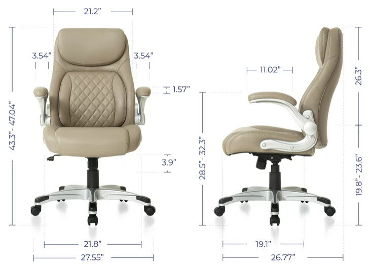 Executive Office Chair, Ergonomic Design With Adjustable Lumbar Support, Taupe