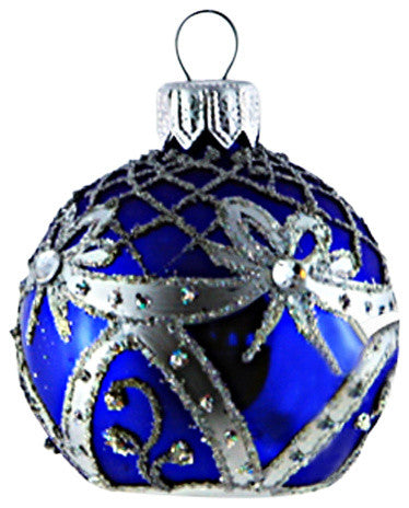 Blue Cardholder Ornament With Silver Ribbons