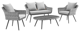 Endeavor 4Pc Outdoor Patio Loveseat Armchair, Coffee Table Set EEI3177GRYGRYSET