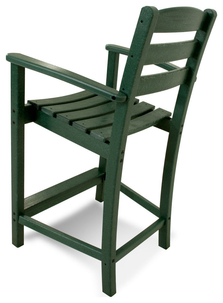 Polywood La Casa Cafe Counter Arm Chair, Green