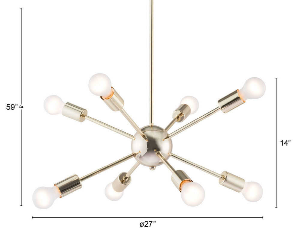 Pendant Ceiling Light Fixture, Steel Metal, Gold, Mid Century Lounge Cafe Lobby