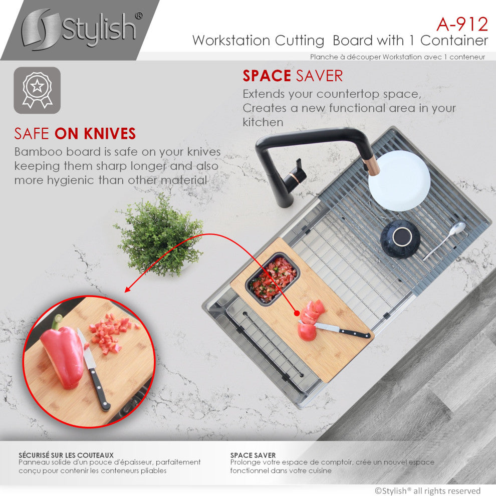 Workstation Cutting Board With 1 Container A-912