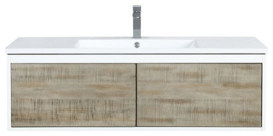 Scopi Modern 48" Rustic Acacia Bathroom Vanity, Balzani Gun Metal Faucet