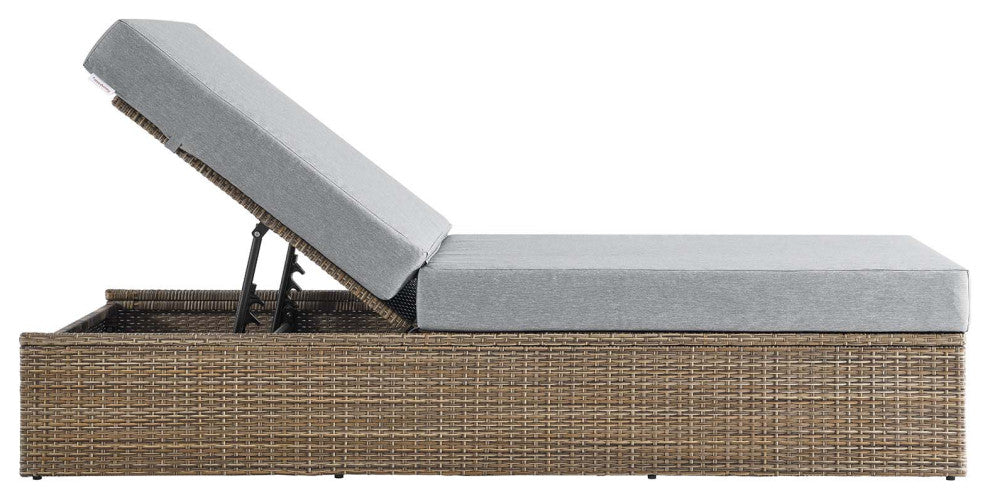 Convene Outdoor Patio Outdoor Patio Chaise Lounge Chair, Cappuccino Gray