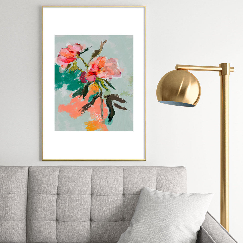lunetricotee peonies abstract floral Metal Framed Art Print