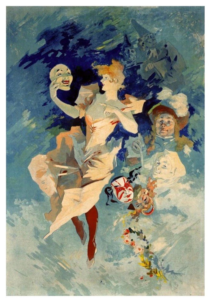 "Les Arts / La Comedie" Digital Paper Print by Jules Cheret, 29"x42"