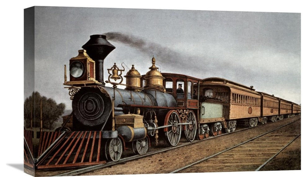 "Through Express" Stretched Canvas Giclee by Currier and Ives, 22"x14"