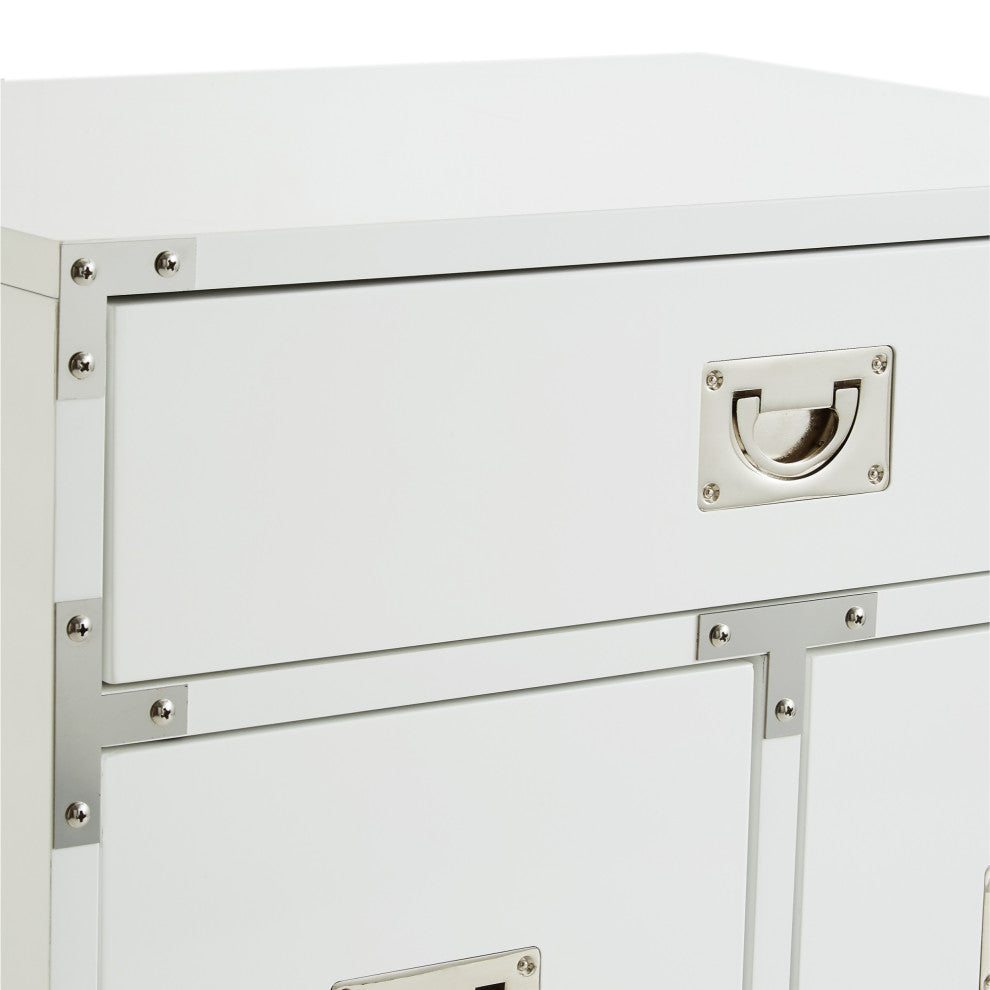Monica Modern Lacquer Finish Chrome Metal Leg Side Table, White