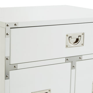 Monica Modern Lacquer Finish Chrome Metal Leg Side Table, White