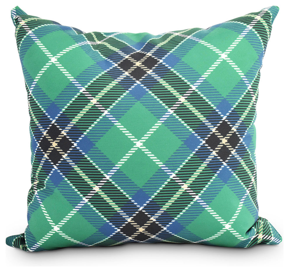 Mad for Plaid 26" Navy Blue Holiday Print Decorative Throw Pillow