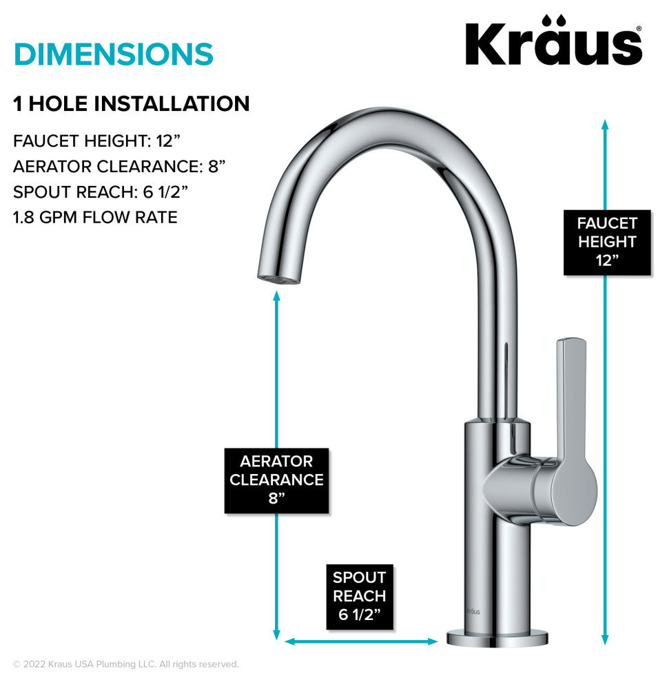 Oletto 1-Hole Kitchen Bar Faucet Matte Black