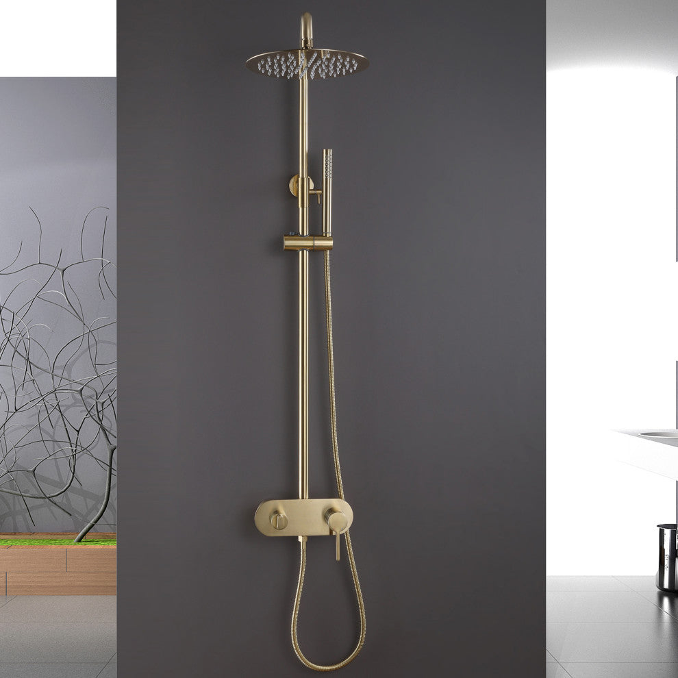 Luxury 3-Function Complete Shower System With Tub Faucet And Rough-In Valve, Bru