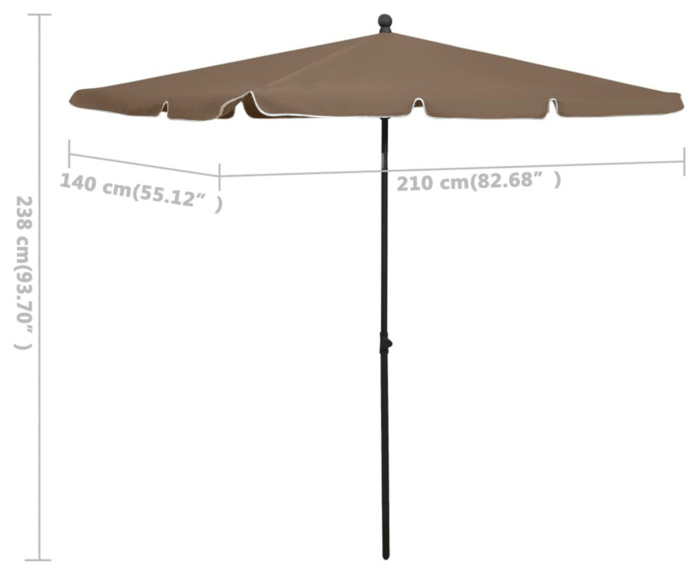 vidaXL Garden Parasol with Pole 82.7"x55.1" Taupe